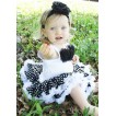 White Baby Pettitop & Black Rosettes with Black White Polka Pots Baby Pettiskirt NG113 