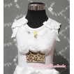 White Rosettes Leopard Cake Tank Top with White Rosettes and White Bow TB164 
