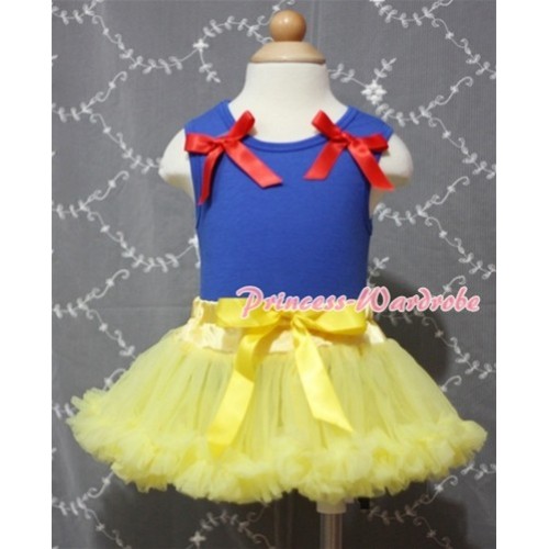 (Snow White Style)Royal Blue Baby Pettitop & Red Bows with Yellow Baby Pettiskirt BG30 