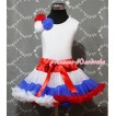 Red White Royal Blue Pettiskirt with Bunch of Red White Royal Blue Rosettes with Red Bow White Tank Top MG67 