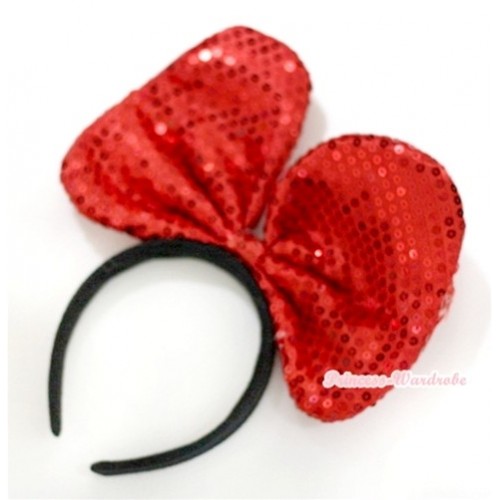 Red Sparkle Sequin Minnie Headband H622 