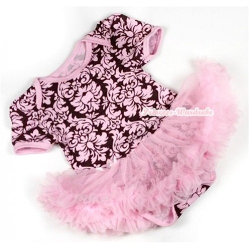 Light Pink Damask Baby Jumpsuit Light Pink Pettiskirt JS709 