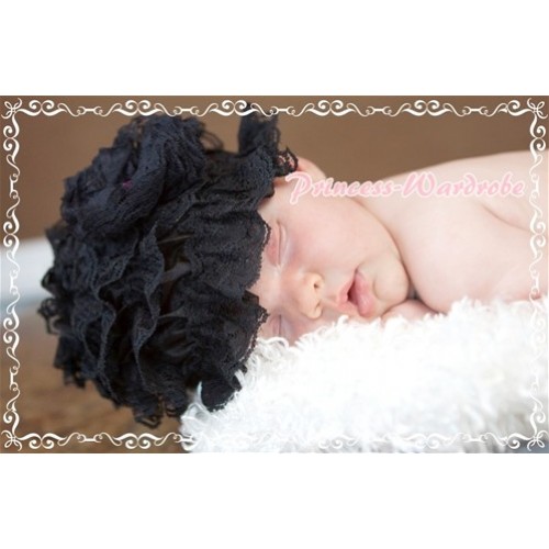 Pure Black Lace Layer Hat with Lovely Flower HA48 