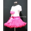 Hot Pink Pettiskirt With White Birthday Cake Short Sleeves Top with Hot Pink Rosettes SC01 