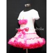 Light Hot Pink Trim Pettiskirt With White Birthday Cake Short Sleeves Top with Hot Pink Rosettes SC02 