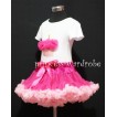 Hot Light Pink Pettiskirt With White Birthday Cake Short Sleeves Top with Hot Pink Rosettes SC03 