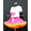 Hot Pink Orange Pettiskirt With White Birthday Cake Short Sleeves Top with Hot Pink Rosettes SC04 