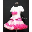 Hot Light Pink Multi-Colored Pettiskirt With White Birthday Cake Short Sleeves Top with Hot Pink Rosette SC10 