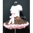Brown and Light Pink Pettiskirt With White Birthday Cake Short Sleeves Top with Light Pink Rosette SC22 