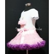 Light Pink and Dark Purple Pettiskirt With White Birthday Cake Short Sleeves Top with Light Pink Rosette SC23 