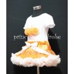 Orange and White Pettiskirt With White Birthday Cake Short Sleeves Top with Orange Rosette SC31 