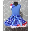Patriotic America Star Pettiskirt with Bunch of Red White Blue Rosettes with Ribbon Royal Blue Tank Top MG73 