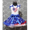 Patriotic America Star Pettiskirt with Patriotic America Heart Print Red Ruffles Royal Blue Bow White Tank Top MM163 