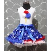Patriotic America Star Pettiskirt With Red White Blue Ice Cream White Tank Top with Patriotic America Star Ruffles and Royal Blue Bows MS320 