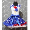 Patriotic America Star Pettiskirt With Red White Blue Ice Cream White Tank Top with Patriotic America Star Ruffles and Royal Blue Bows MS320 
