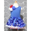 Royal Blue Baby Pettitop & Bunch of Red White Blue Rosettes with Patriotic America Star Baby Pettiskirt NG383 