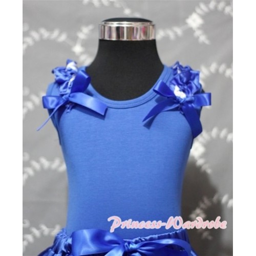 Royal Blue Tank Top with Patriotic American Ruffles and Royal Blue Bow TM196 