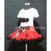 Red and Black Pettiskirt With White Birthday Cake Short Sleeves Top with Black Rosettes SC50 