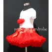 Red Pettiskirt With White Birthday Cake Short Sleeves Top with Red Rosettes SC59 