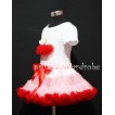 Light Pink and Red Pettiskirt With White Birthday Cake Short Sleeves Top with Red Rosettes SC60 