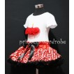 Red Minnie Style Pettiskirt With White Birthday Cake Short Sleeves Top with Red Rosettes SC66 