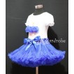 Royal Blue Pettiskirt With White Birthday Cake Short Sleeves Top with Royal Blue Rosettes SC72 