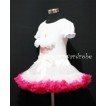 White and Hot Pink Pettiskirt With White Birthday Cake Short Sleeves Top with White Rosettes SC80 