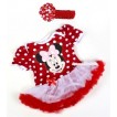 Minnie Dots Baby Jumpsuit White Red Pettiskirt With Light Pink Minnie Print With Red Headband Minnie Dots Rose JS878 
