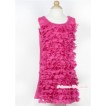 Hot Pink Rosettes Petal Pearl Elegant Wedding Party Dress PD035 