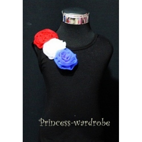 Black Tank Tops with Oblique Red White Blue Rosettes TB15 