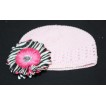 Crochet Beanie Hat with Hot Pink Zebra Crystal Daisy Flower pettiskirt Tutu P000250 