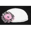 Crochet Beanie Hat with Light Pink Zebra Crystal Daisy Flower pettiskirt Tutu P000251 