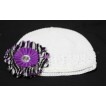 Crochet Beanie Hat with Dark Purple Zebra Crystal Daisy Flower pettiskirt Tutu P000252 