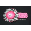 Headband match Hot Pink Zebra Crystal Daisy for Pettiskirt Hair Clip P000245 