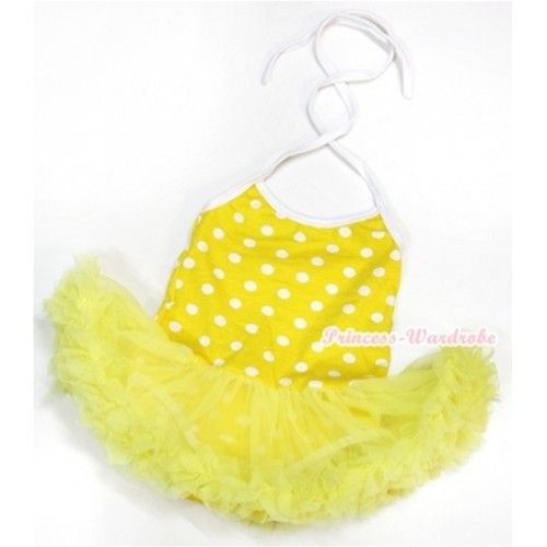 Yellow White Dots Baby Halter Jumpsuit Yellow Pettiskirt JS959 