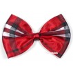 Red Black Checked Satin Bow Hair Clip H563 