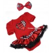 Red Baby Jumpsuit Red Black Checked Pettiskirt With Red Black Checked Heart Print With Red Black Checked Satin Bow JS703 
