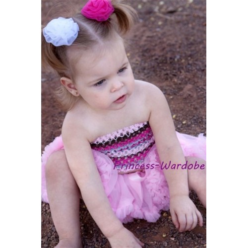 Newborn Pink Crochet Tube Top wif Light & Hot Pink Baby Pettiskirt 2PC Set 3-12M 