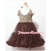 Leopard Print with Choco Brown ONE-PIECE Petti Dress with Bow LP03 