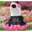 White Tank Tops with Hot Pink Rosettes & Black Hot Pink Pettiskirt M103 