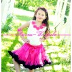 White Tank Tops with Hot Pink Rosettes & Hot Pink Black Pettiskirt M104 