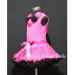 Hot Pink Black Pettiskirt With Matching Hot Pink Tank Top With Hot Pink Black Rosettes MH02 