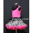 Hot Pink Zebra Pettiskirt with matching Hot pink Tank Tops with Black Rosettes MH07 