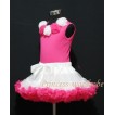White Hot Pink Pettiskirt with matching Hot pink Tank Tops with White and Hot Pink Rosettes mh21 