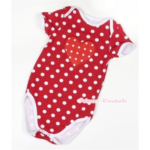 Minnie Polka Dots Baby Jumpsuit with Red White Polka Dots Heart Print TH340 