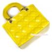 Lovely Ring Square Yellow Checked Cute Handbag Petti Bag Purse CB68 