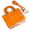 Lovely Ring Square Orange Checked Cute Handbag Petti Bag Purse CB69 