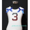 3rd Patriotic Print Birthday number White Tank Top with Royal Blue Ribbon and Ruffles TW33 