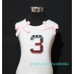 3rd Patriotic Print Birthday number White Tank Top with Light Pink Ribbon and Ruffles TW39 