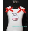 Patriotic Print Apple White Tank Top with Red Ribbon and Ruffles TW44 
